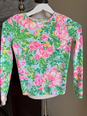 Lilly Pulitzer Girls Long Sleeve Tee - Pink, Green, Blue, Yellow Floral